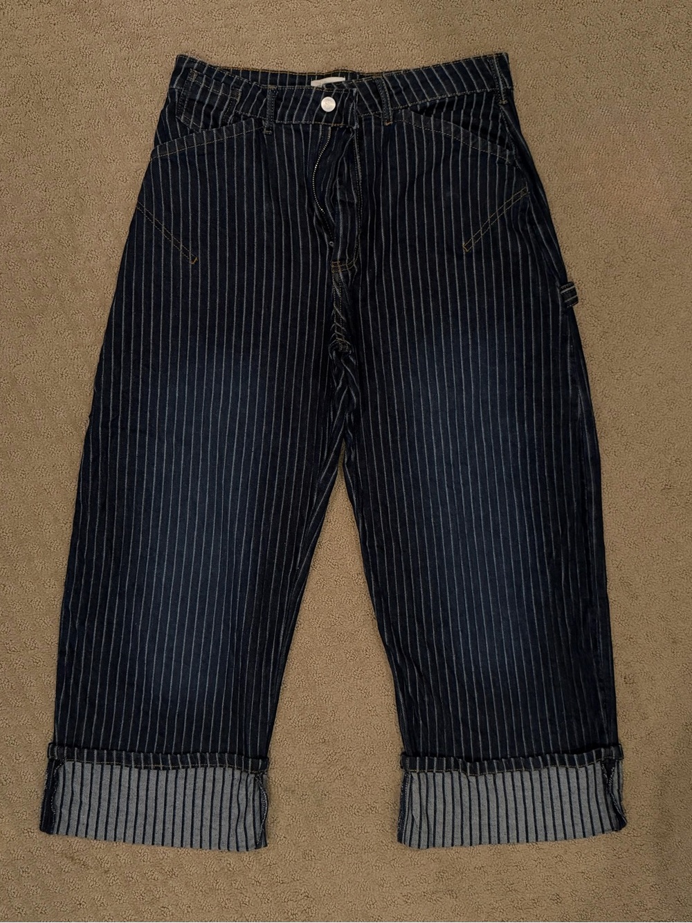 Pilcro Kayden Railroad Stripe Barrel Carpenter Jeans - excellent condition.